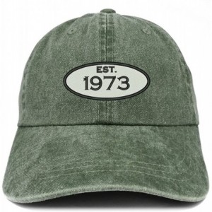 Baseball Caps Established 1973 Embroidered 47th Birthday Gift Pigment Dyed Washed Cotton Cap - Dark Green - CP180N52WXC $13.96