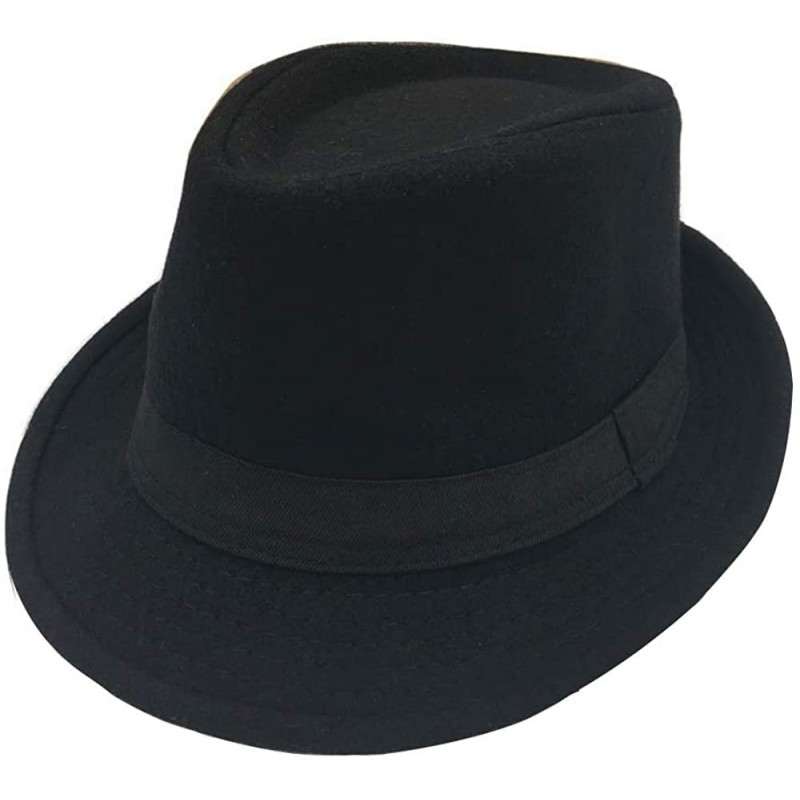 Fedoras Men Mesh Straw Summer Fedora Hat Short Brim Beach Sunhat Breathable Panama Cap - Black-cotton - C218Z3AMZYU $16.51