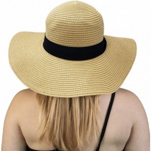 Sun Hats Women's Sun Hat Adjustable Floppy Wide Brim Travel Beach Straw Cap - Natural - C718QNTYLN8 $30.32