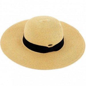 Sun Hats Women's Sun Hat Adjustable Floppy Wide Brim Travel Beach Straw Cap - Natural - C718QNTYLN8 $19.26