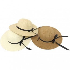 Sun Hats Large Straw Sun Hats for Women with UV Protection Wide Brim-Ladias Summer Beach Cap with Floppy - C1-white - CG18QSD...