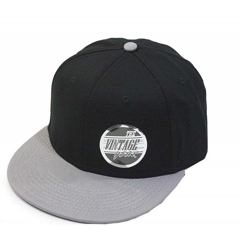 Baseball Caps Premium Plain Cotton Twill Adjustable Flat Bill Snapback Hats Baseball Caps - Gray/Black - CC12BIX4K5Z $13.60