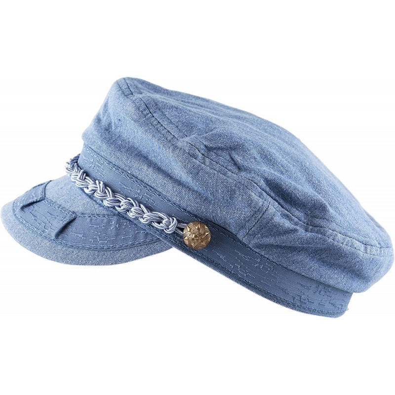 Newsboy Caps Unisex Cotton Yachting Style Sailing Greek Fisherman Cap hat - Blue Jean - CA17Z7CWOAL $17.07