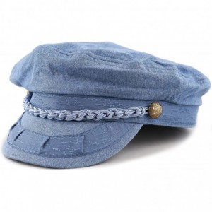 Newsboy Caps Unisex Cotton Yachting Style Sailing Greek Fisherman Cap hat - Blue Jean - CA17Z7CWOAL $17.07