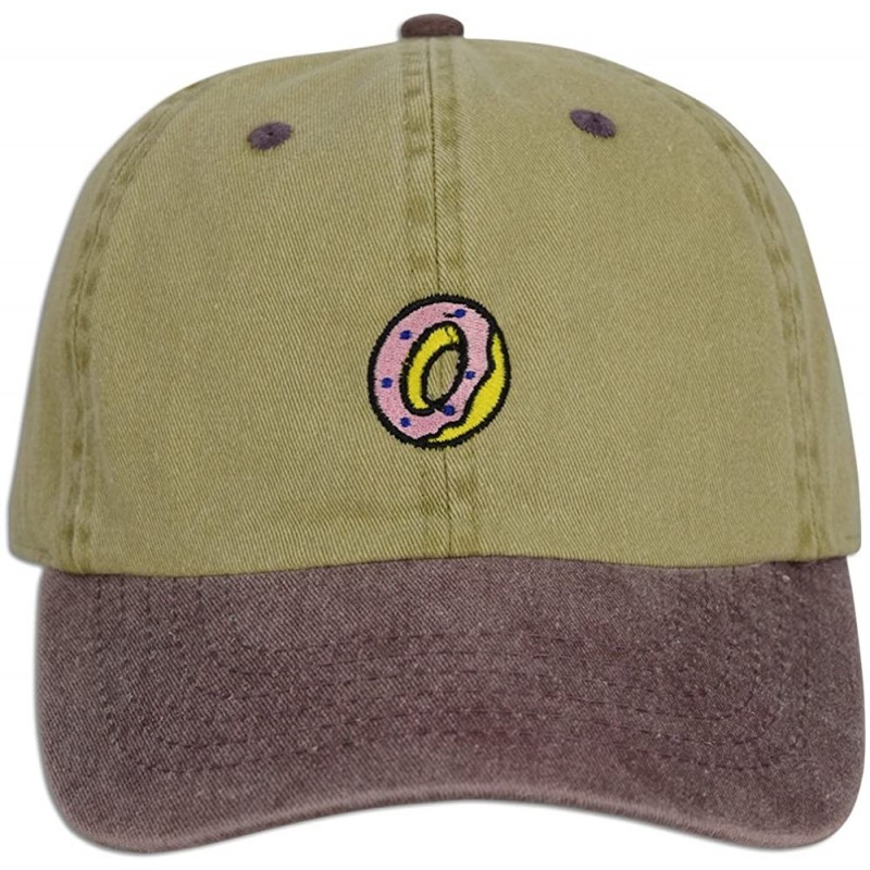 Baseball Caps Donut Hat Dad Embroidered Cap Polo Style Baseball Curved Unstructured Bill - Khaki / Burgundy - CZ185E4QCOC $12.17