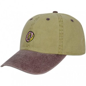 Baseball Caps Donut Hat Dad Embroidered Cap Polo Style Baseball Curved Unstructured Bill - Khaki / Burgundy - CZ185E4QCOC $12.17