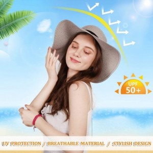 Sun Hats Straw Hat Beach Hat for Women Wide Brim UV Protection Travel Packable Floppy Foldable Roll Up Beach Sun hat - CD18SL...