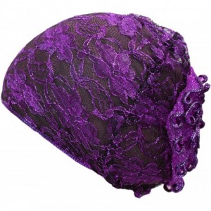 Headbands Beautiful Metallic Turban-style Head Wrap - Lacey Purple - C418CUI8XWI $19.26