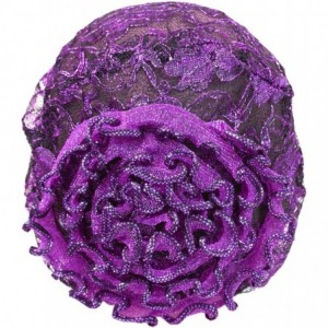 Headbands Beautiful Metallic Turban-style Head Wrap - Lacey Purple - C418CUI8XWI $13.02