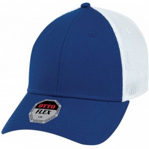 Baseball Caps Low Profile Flex Fitting Mesh Back Trucker Cap - Royal White - CS18I2546R9 $16.07