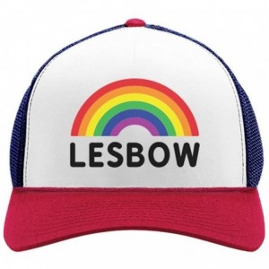 Baseball Caps Lesbow Rainbow Flag Hat Gay Lesbian Equality Pride Trucker Hat Mesh Cap - Blue/White/Red - CH18DLTLS8T $24.86