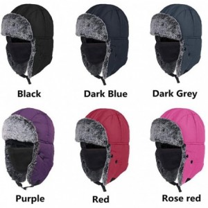 Bomber Hats Winter Warm Trapper Hat with Windproof Mask Winter Ear Flap Hat for Men Women - Dark Grey - C618M5O60S3 $17.84