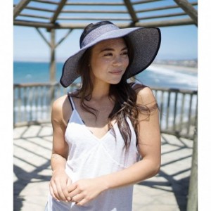 Sun Hats Women's Summer Wide Brim Roll-Up Straw Sun Visor Hat - Black-white - C712O20TK6A $16.36