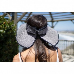 Sun Hats Women's Summer Wide Brim Roll-Up Straw Sun Visor Hat - Black-white - C712O20TK6A $16.36