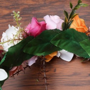 Headbands Flower Crown Bohemian Floral Headdress - Orange + White + Pink - CX18OT2Y69H $7.69