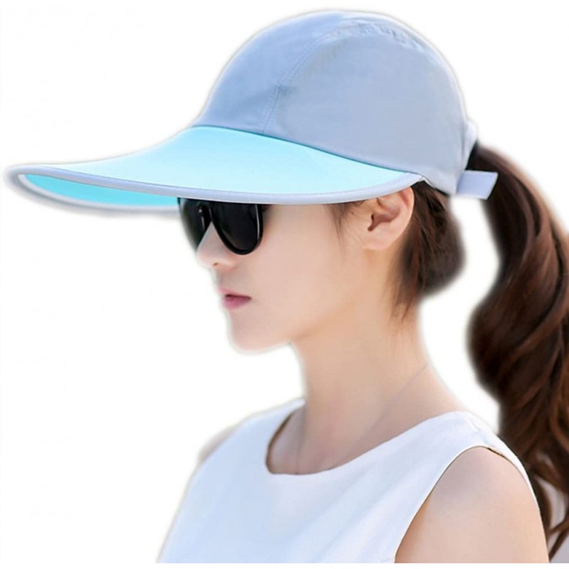 Sun Hats Outdoor Recreation Sports Anti UV Sun Hat Wide Brim Baseball Cap Large Sun Visor - Lake Blue - CC193ONINSZ $22.40