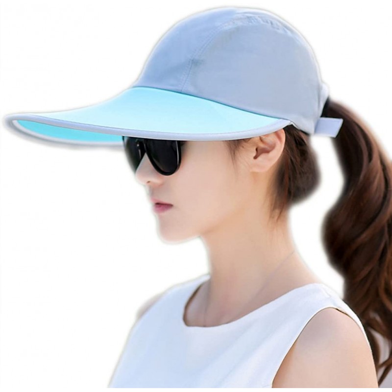 Sun Hats Outdoor Recreation Sports Anti UV Sun Hat Wide Brim Baseball Cap Large Sun Visor - Lake Blue - CC193ONINSZ $13.09