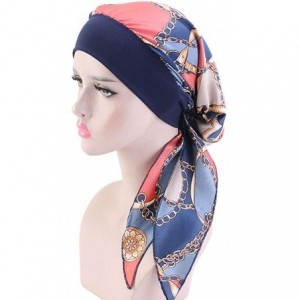 Skullies & Beanies Women Vintage Silky Turbans Head Scarf Elastic Wide Band Multifunction Printing Hat Chemo Hair Loss Cap - ...