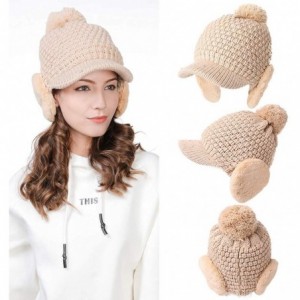 Skullies & Beanies Women's 100% Wool Knit Visor Beanie Newsboy Cap - 99722beige - CX18XK3DXWK $19.74