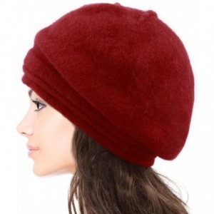 Bucket Hats Women's Elegant Flower Wool Cloche Bucket Slouch Hat - Red - C31174WWS7H $26.23