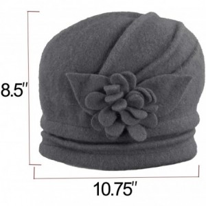 Bucket Hats Women's Elegant Flower Wool Cloche Bucket Slouch Hat - Red - C31174WWS7H $26.23