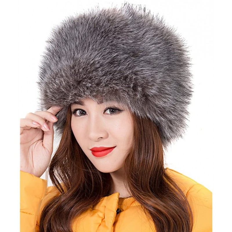 Bucket Hats Women Ladies Girls Cossack Russian Style Faux Fur Hat Winter Warm Cap - Smoky Gray - CB18XHZTHW6 $15.49