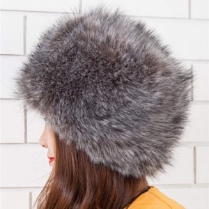 Bucket Hats Women Ladies Girls Cossack Russian Style Faux Fur Hat Winter Warm Cap - Smoky Gray - CB18XHZTHW6 $15.49