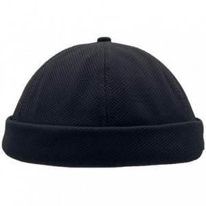 Skullies & Beanies Docker Leon Harbour Hat Watch Cap Breathable Mesh Design Retro Brimless Beanie Hat Unisex - Ct18-black - C...