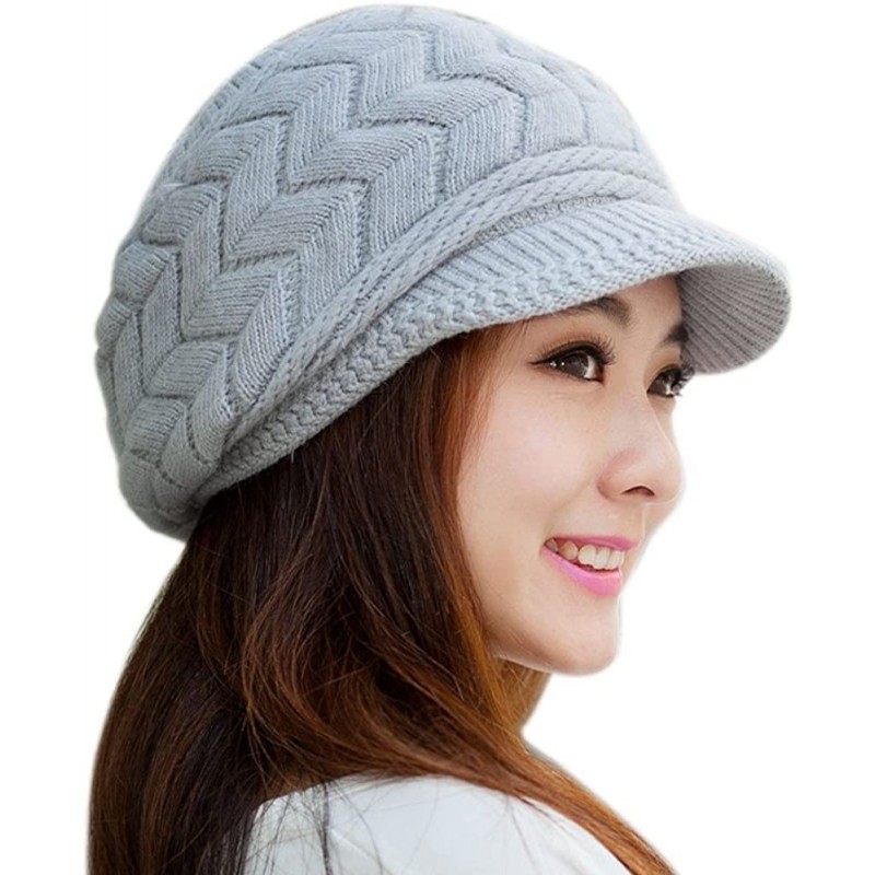 Skullies & Beanies Fashion Women's Crochet Hat Peaked Winter Warm Skullies Beanies Faux Fur Knitted Hats Cap - Gray - CH18L8O...