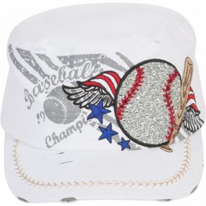 Newsboy Caps Distressed Cadet Cap (Various Styles) - White - Baseball Wings - C917WWCSQ4H $23.79