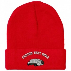 Skullies & Beanies Custom Beanie for Men & Women Garbage Truck Embroidery Acrylic Skull Cap Hat - Red - CX18ZRATWUR $20.36