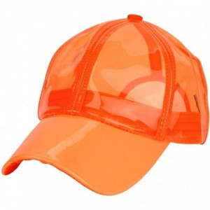 Baseball Caps Womens Transparent Waterproof PVC Rain Baseball Cap - Neon Orange - CE18R6IDMKN $17.49