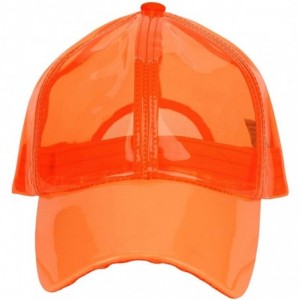 Baseball Caps Womens Transparent Waterproof PVC Rain Baseball Cap - Neon Orange - CE18R6IDMKN $17.49