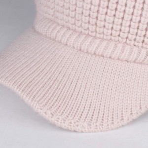 Skullies & Beanies Womens Winter Warm Knit Beanie Hat Fleece Lined Messy High Bun Ponytail Visor Beanie Cap - Flesh Pink - C5...