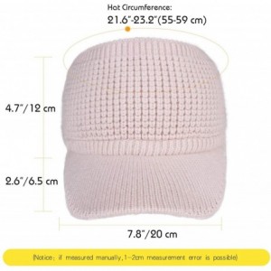 Skullies & Beanies Womens Winter Warm Knit Beanie Hat Fleece Lined Messy High Bun Ponytail Visor Beanie Cap - Flesh Pink - C5...