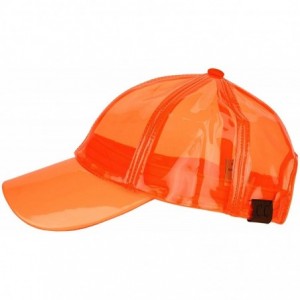 Baseball Caps Womens Transparent Waterproof PVC Rain Baseball Cap - Neon Orange - CE18R6IDMKN $17.49