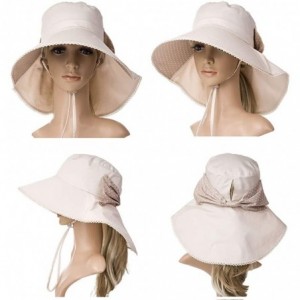 Sun Hats UV Protection Sun Hats Packable Summer Hat Women w/Ponytail Chin Strap 55-61CM - 69053_beige - CZ128KSCMZL $26.86