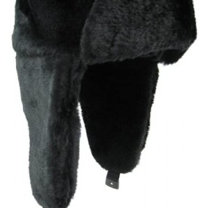 Skullies & Beanies Trooper Ear Flap Cap w/Faux Fur Lining Hat - Black Full Fur - CR1147AI8CH $23.81