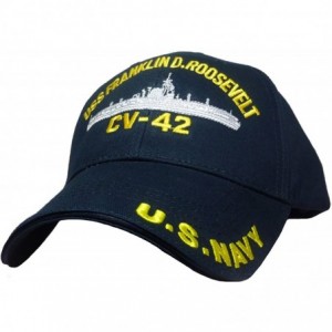 Baseball Caps USS Franklin D. Roosevelt CV-42 Low Profile Cap Blue - C2187SOUTLQ $31.42