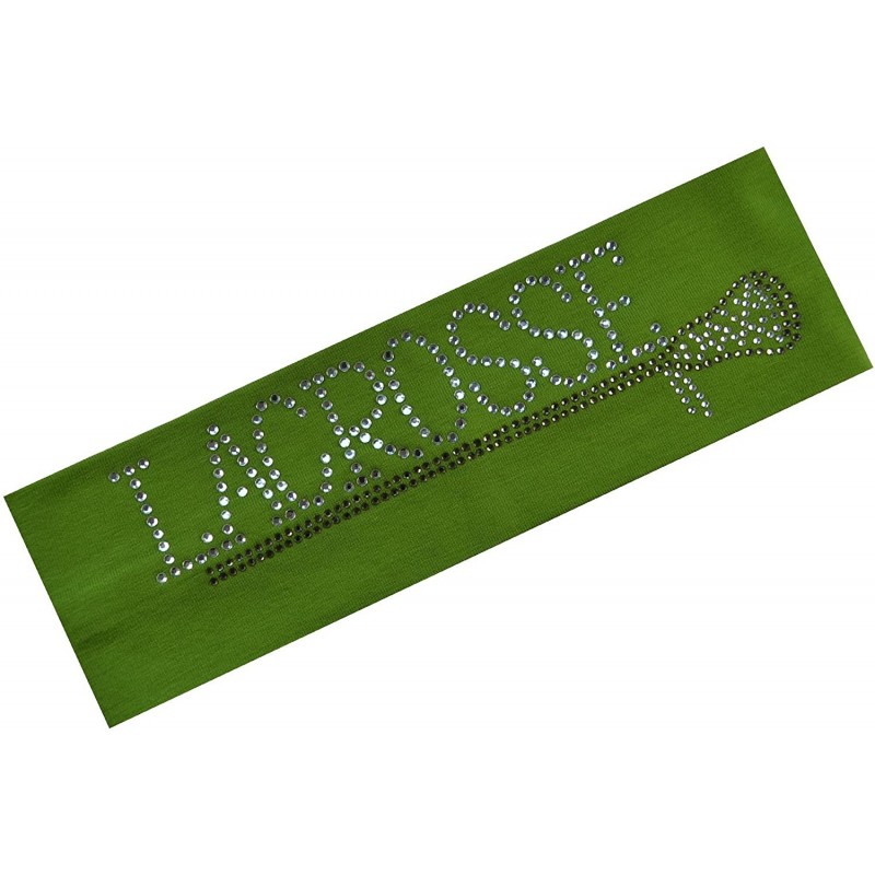 Headbands Lacrosse Stick Rhinestone Cotton Stretch Headband LAX Team Gift - Lime Green - CC11MPST2SN $10.28