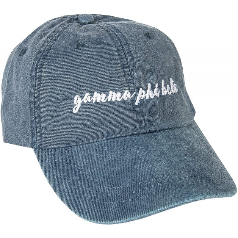 Baseball Caps Gamma Phi Beta (N) Sorority Baseball Hat Cap Cursive Name Font Gamma phi - Midnight Blue - C118SDWXKRC $18.00