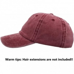 Baseball Caps Ponytail Baseball Hat Distressed Retro Washed Cotton Twill - Red Wine - CU18GYGDQ7Z $8.77