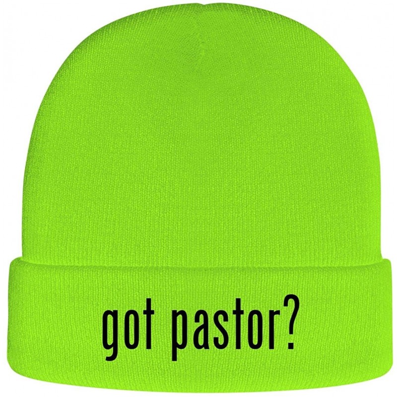 Skullies & Beanies got Pastor? - Soft Adult Beanie Cap - Neon Green - C518AXN7AEC $18.33