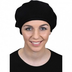 Berets Beret for Women 100% Cotton Solid - Black - CV127I5L7WV $14.82