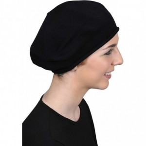 Berets Beret for Women 100% Cotton Solid - Black - CV127I5L7WV $14.82