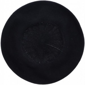 Berets Beret for Women 100% Cotton Solid - Black - CV127I5L7WV $14.82