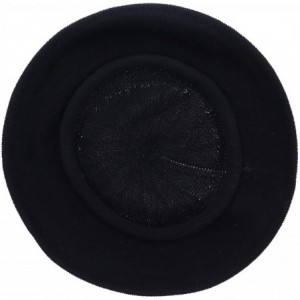 Berets Beret for Women 100% Cotton Solid - Black - CV127I5L7WV $14.82