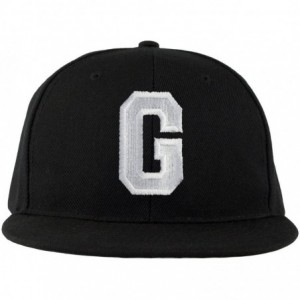 Baseball Caps ABC Embroidered Letter Snapback Cap in Black White with Letters A to Z - G - C611KSIAOQZ $10.34