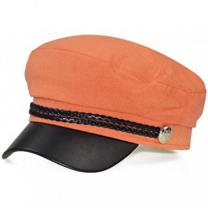 Newsboy Caps Women Fisherman-Beret-Newsboy Cap Cotton Fiddler Captain-Sailor Hat Yacht - Orange - CY18Y04N4RI $7.20