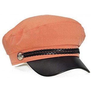 Newsboy Caps Women Fisherman-Beret-Newsboy Cap Cotton Fiddler Captain-Sailor Hat Yacht - Orange - CY18Y04N4RI $7.20